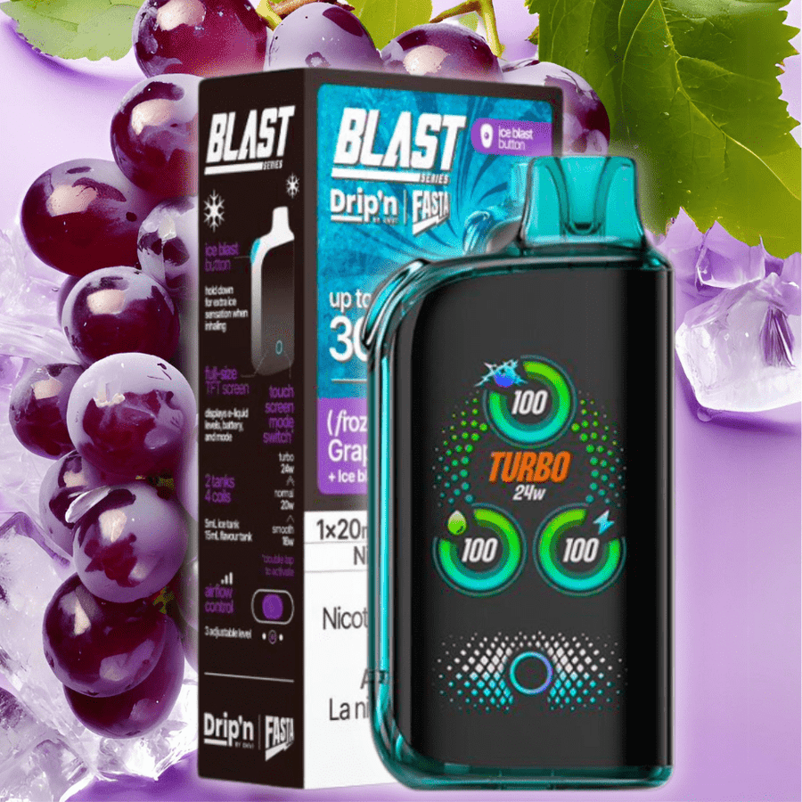 Envi Drip'n x Fasta Blast 30K Disposable Vape-Grape Ice 20mg / 30000 Puffs Okotoks Vape SuperStore Okotoks Alberta