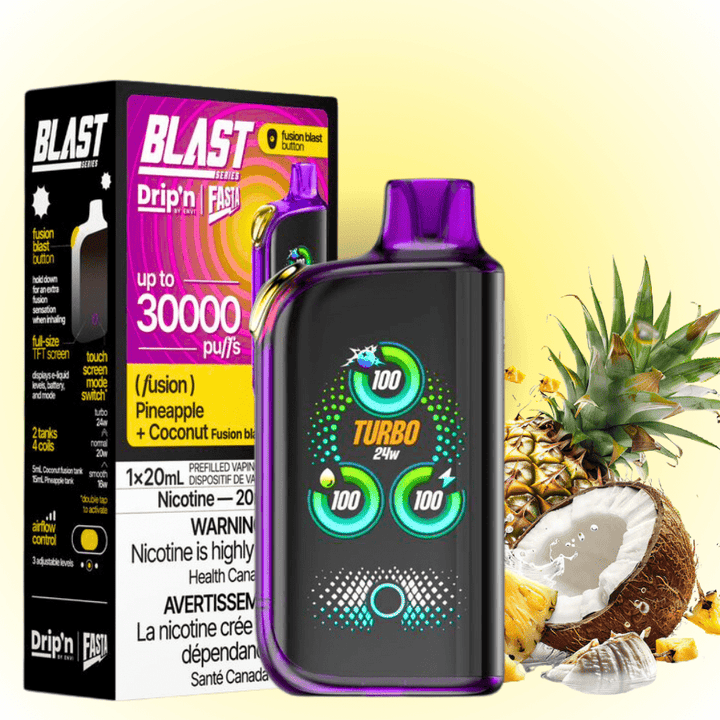 Envi Drip'n x Fasta Blast 30K Disposable Vape-Pineapple + Coconut Fusion Okotoks Vape SuperStore Okotoks Alberta