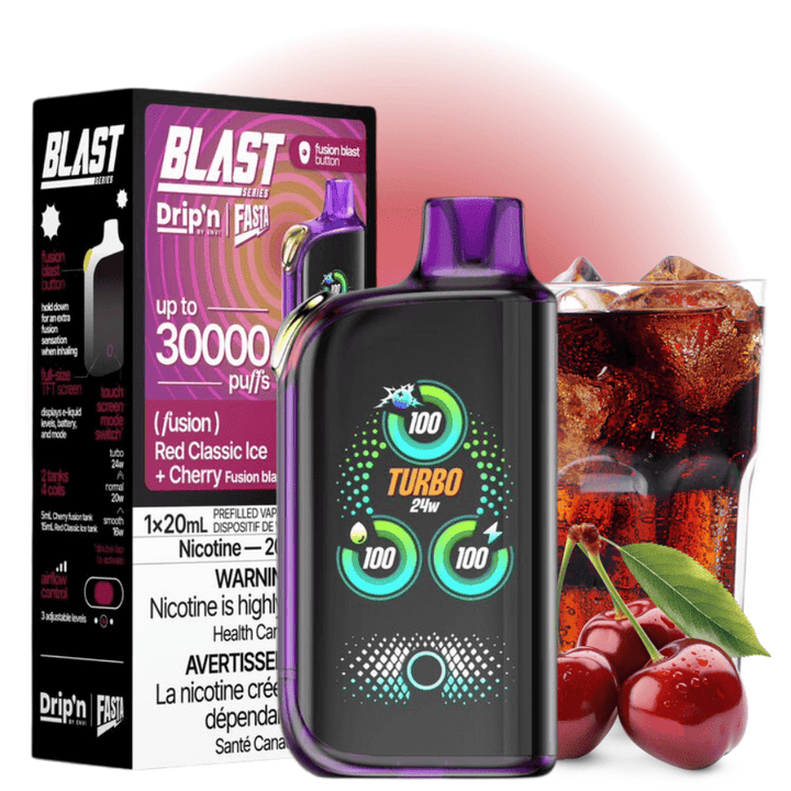 Envi Drip'n x Fasta Blast 30K Disposable Vape-Red Classic Ice + Cherry Fusion Okotoks Vape SuperStore Okotoks Alberta