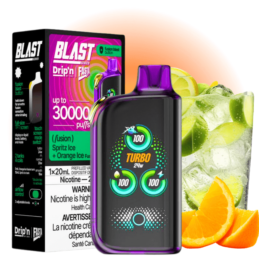 Envi Drip'n x Fasta Blast 30K Disposable Vape-Spritz Ice + Orange Ice Fusion Okotoks Vape SuperStore Okotoks Alberta