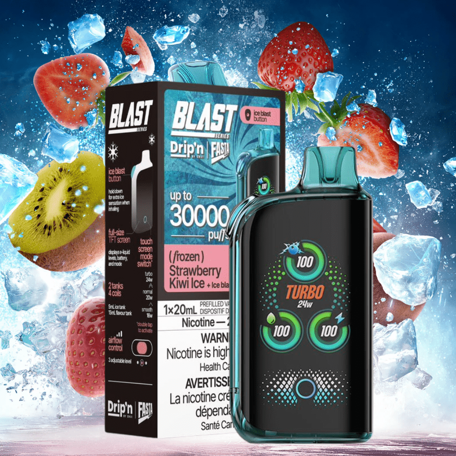 Envi Drip'n x Fasta Blast 30K Disposable Vape-Strawberry Kiwi Ice Okotoks Vape SuperStore Okotoks Alberta