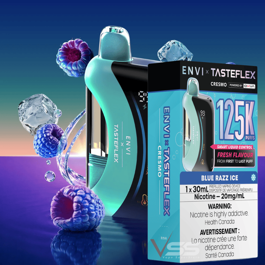 ENVI x Tasteflex Cresmo 125k Disposable Vape-Blue Razz Ice 20mg / 125000 Puffs Okotoks Vape SuperStore Okotoks Alberta