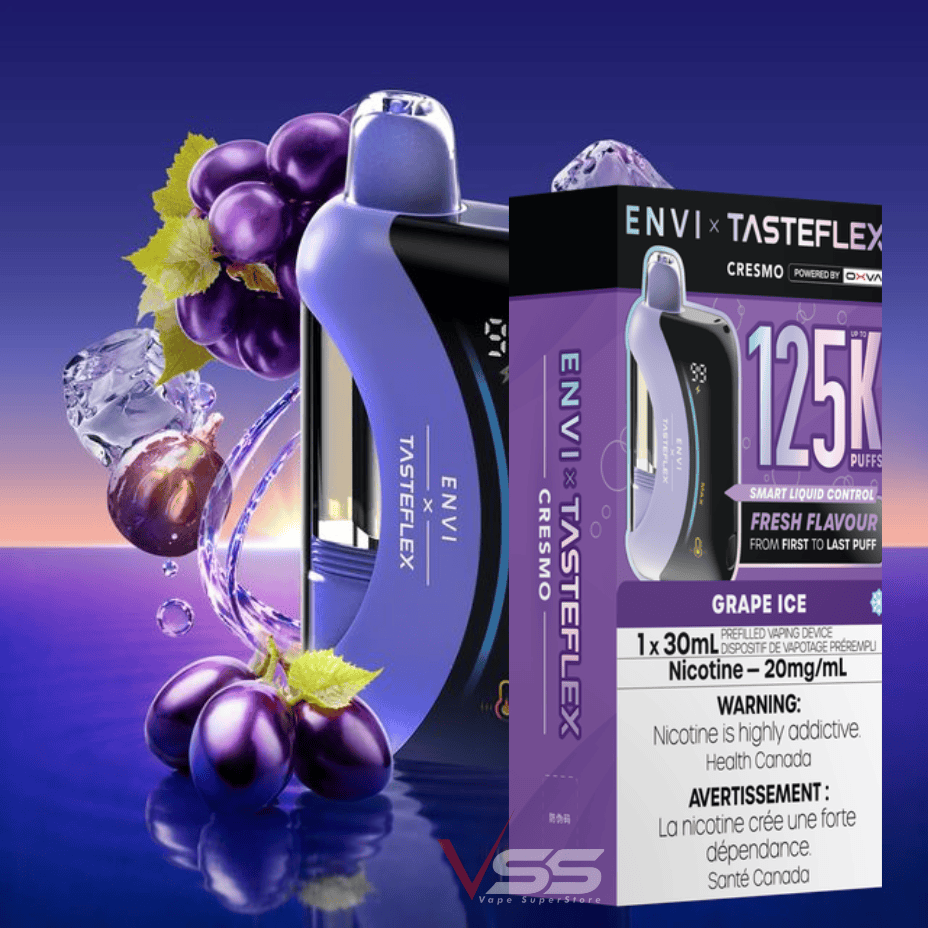 ENVI x Tasteflex Cresmo 125k Disposable Vape-Grape Ice 20mg / 125000 Puffs Okotoks Vape SuperStore Okotoks Alberta