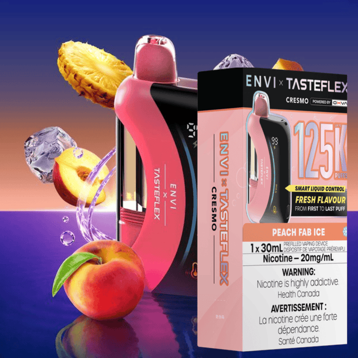 ENVI x Tasteflex Cresmo 125k Disposable Vape-Peach Fab Ice 20mg / 125000 Puffs Okotoks Vape SuperStore Okotoks Alberta