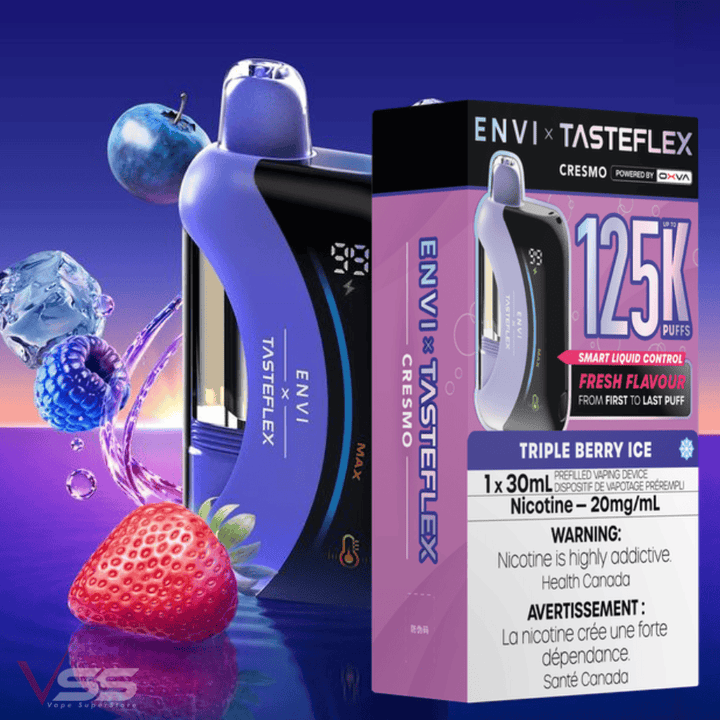 ENVI x Tasteflex Cresmo 125k Disposable Vape-Triple Berry Ice 20mg / 125000 Puffs Okotoks Vape SuperStore Okotoks Alberta