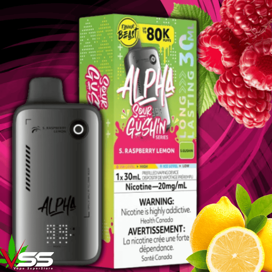 Flavour Beast Alpha 80K Disposable Vape-S. Raspberry Lemon 80000 Puffs / 20mg Okotoks Vape SuperStore Okotoks Alberta