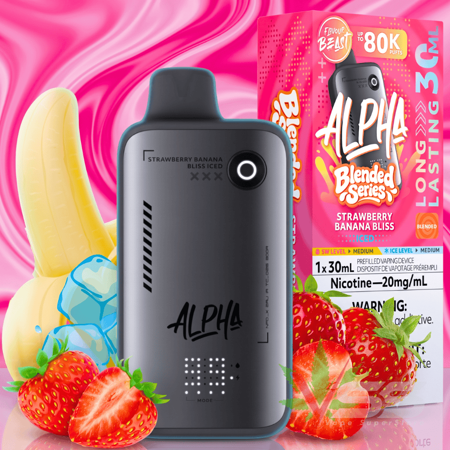 Flavour Beast Alpha 80K Disposable Vape-Strawberry Banana Bliss Iced 80000 Puffs / 20mg Okotoks Vape SuperStore Okotoks Alberta