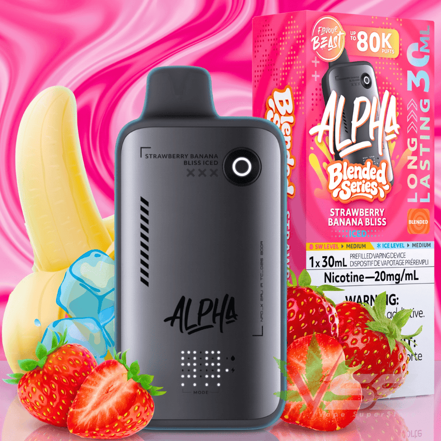 Flavour Beast Alpha 80K Disposable Vape-Strawberry Banana Bliss Iced 80000 Puffs / 20mg Okotoks Vape SuperStore Okotoks Alberta