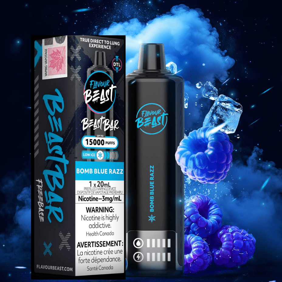 Flavour Beast Beast Bar 15k Disposable Vape-Bomb Blue Razz 3mg / 15000 Puffs Okotoks Vape SuperStore Okotoks Alberta