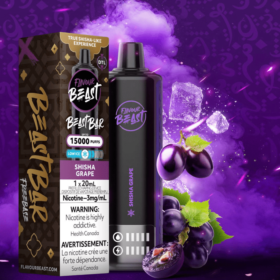 Flavour Beast Beast Bar 15k Disposable Vape-Shisha Grape 3mg / 15000 Puffs Okotoks Vape SuperStore Okotoks Alberta