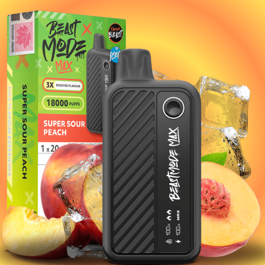 how much is elf bar vape Flavour Beast Beast Mode Max 18k Disposable -Super Sour Peach in Okotoks  Alberta