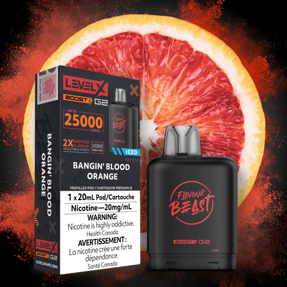 Flavour Beast Level X Boost G2 Pod - Bangin' Blood Orange 25000 Puffs / 20mg Okotoks Vape SuperStore Okotoks Alberta