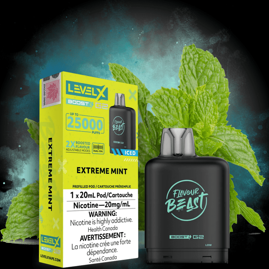 Flavour Beast Level X Boost G2 Pod - Extreme Mint Iced 25000 Puffs / 20mg Okotoks Vape SuperStore Okotoks Alberta