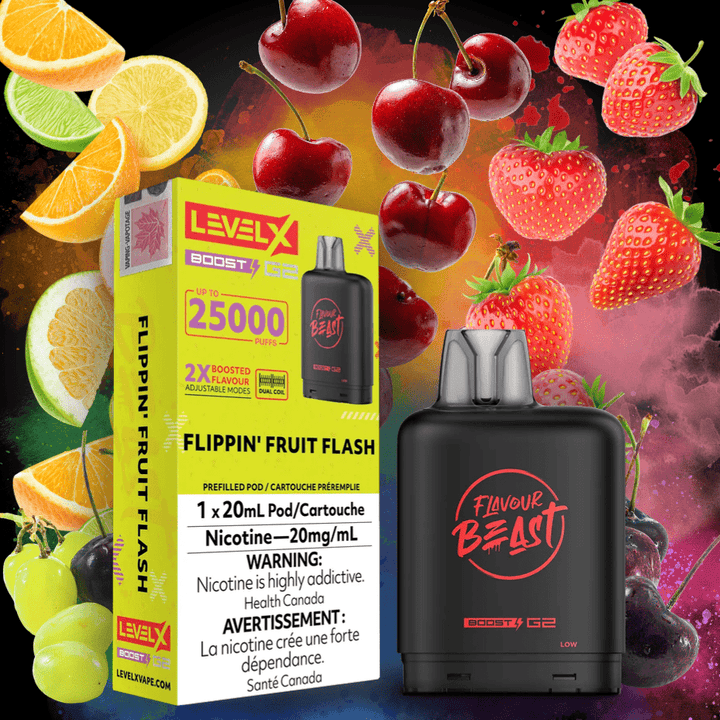 Flavour Beast Level X Boost G2 Pod - Flippin Fruit Flash 25000 Puffs / 20mg Okotoks Vape SuperStore Okotoks Alberta