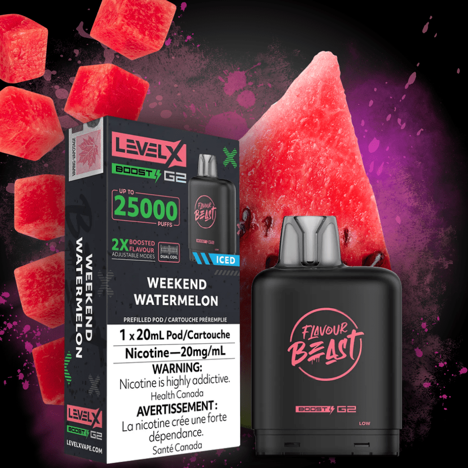 Flavour Beast Level X Boost G2 Pod - Weekend Watermelon 25000 Puffs / 20mg Okotoks Vape SuperStore Okotoks Alberta