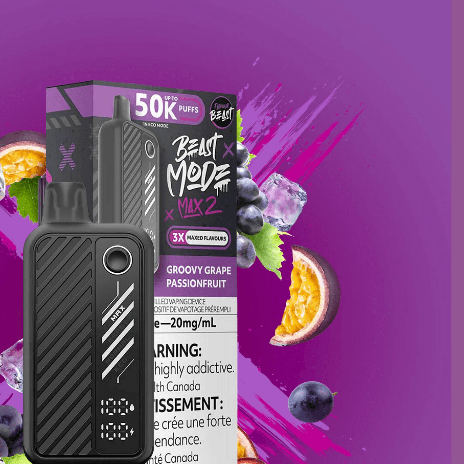 Flavour Beast Max 2 Disposable Vape-Groovy Grape Passionfruit Iced Okotoks Vape SuperStore Okotoks Alberta