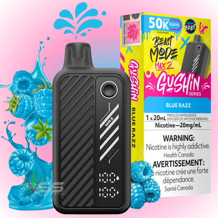 Flavour Beast Max 2 Disposable Vape-Gushin Blue Razz 20mg / 50000 Puffs Okotoks Vape SuperStore Okotoks Alberta
