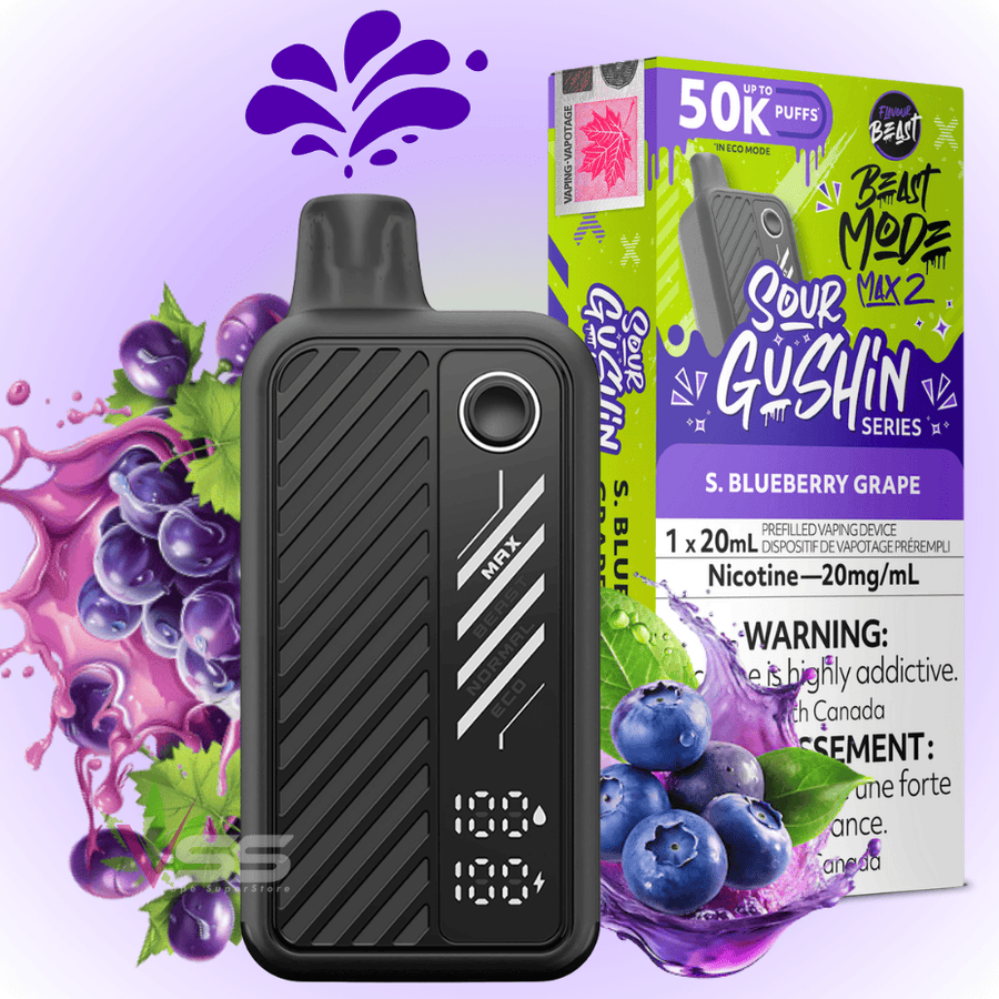 Flavour Beast Mode Max 2 50k Disposable Vape Gushin S. Blueberry Grape Okotoks Vape SuperStore Okotoks Alberta