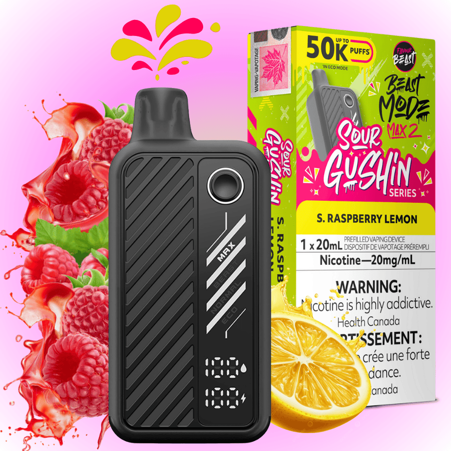 Flavour Beast Mode Max 2 50k Disposable Vape Gushin S. Raspberry Lemon Okotoks Vape SuperStore Okotoks Alberta