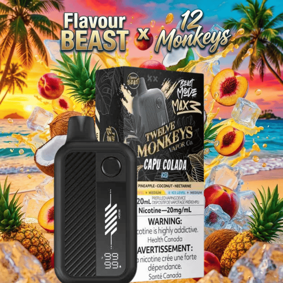 Flavour Beast Mode Max 3 60K Disposable Vape - 12 Monkeys Capu Colada Iced 60000 Puffs / 20mg Okotoks Vape SuperStore Okotoks Alberta