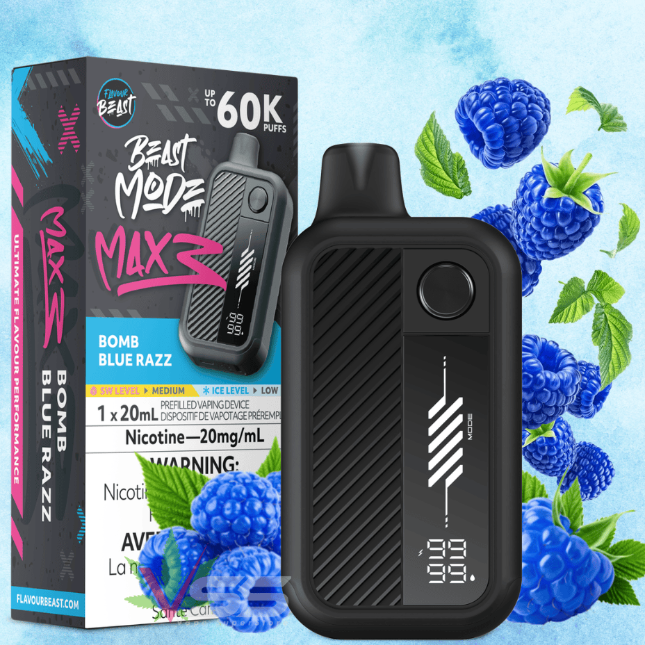 Flavour Beast Mode Max 3 60K Disposable Vape - Bomb Blue Razz 20mg / 60000 Puffs Okotoks Vape SuperStore Okotoks Alberta