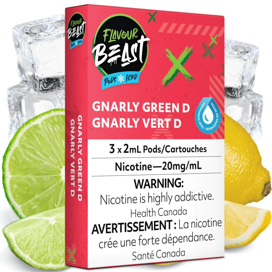 Flavour Beast Pods Gnarly Green D (S-Compatible) 20mg / 3 x 2ml Okotoks Vape SuperStore Okotoks Alberta