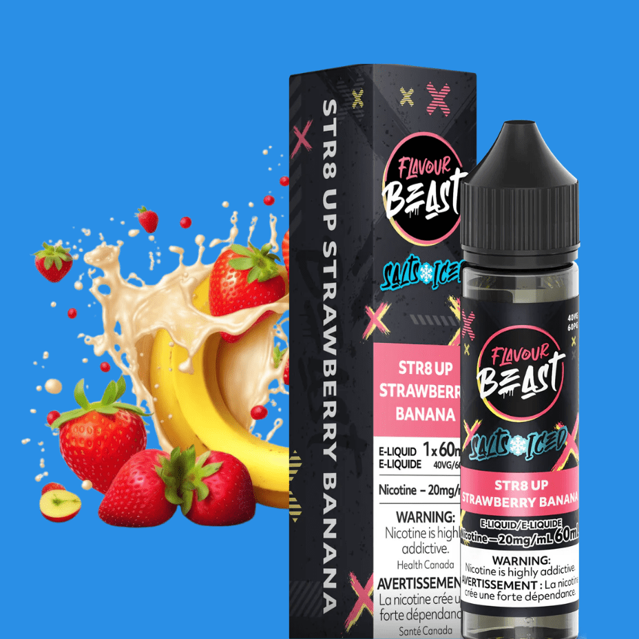 Flavour Beast Salt-STR8up Strawberry Banana ICED-60ml 60ml / 20mg Okotoks Vape SuperStore Okotoks Alberta