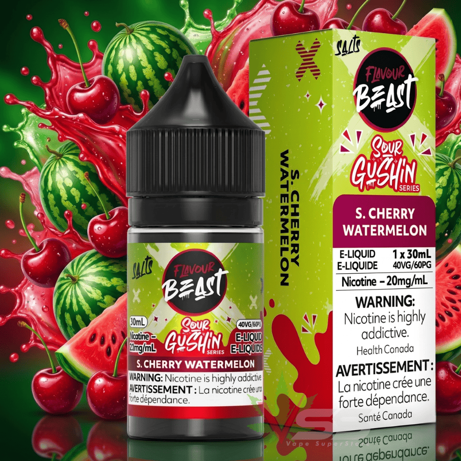 Flavour Beast Salts - Gushin' Sour Cherry Watermelon 30ml / 20mg Okotoks Vape SuperStore Okotoks Alberta