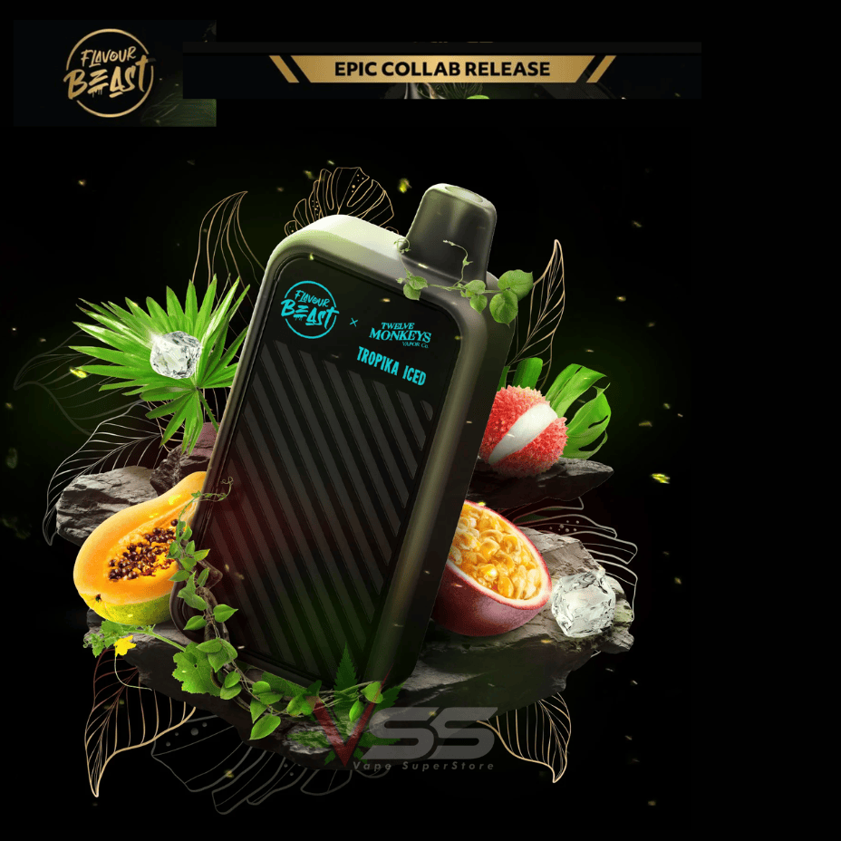 Flavour Beast X 12 Monkeys Beast Mode Max 2 50K Disposable - TROPIKA ICED 20mg / 50000 Puffs Okotoks Vape SuperStore Okotoks Alberta