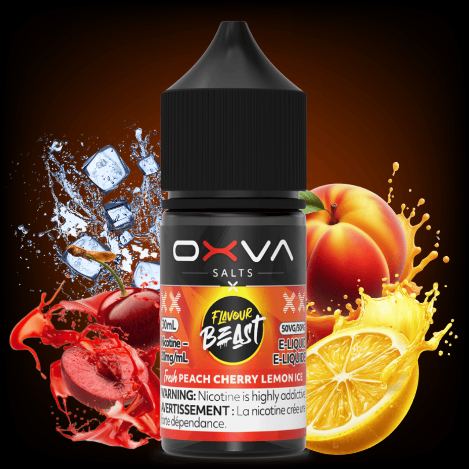 Flavour Beast x OXVA E-Liquid - Fresh Peach Cherry Lemon Ice Salt Okotoks Vape SuperStore Okotoks Alberta