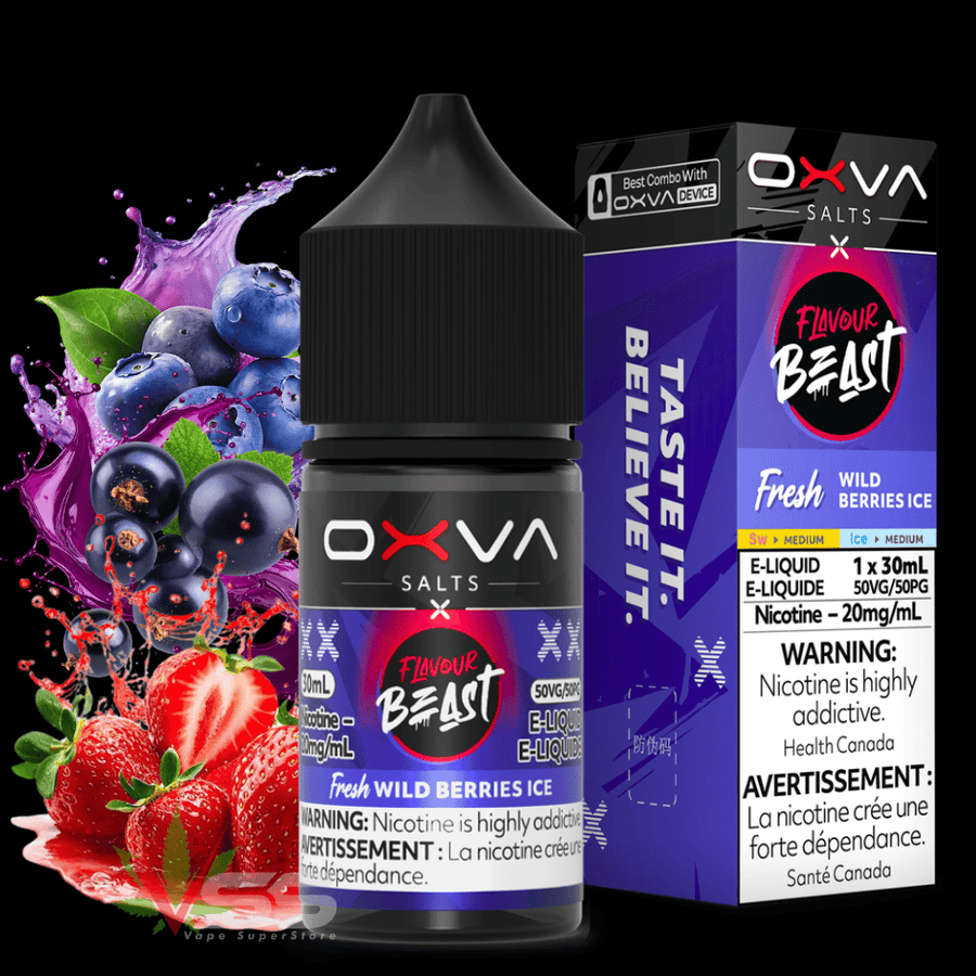 Flavour Beast x OXVA E-Liquid - Fresh Wild Berries Ice Salt 30mL / 20mg at Okotoks Vape SuperStore Alberta Canada