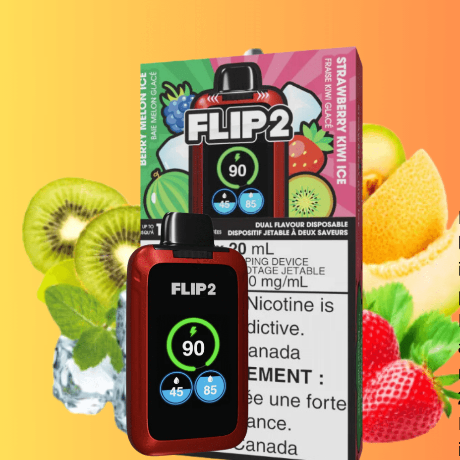 Flip Bar 2 Disposable Vape- Berry Melon Ice and Strawberry Kiwi Ice 11000 Puffs Okotoks Vape SuperStore Okotoks Alberta