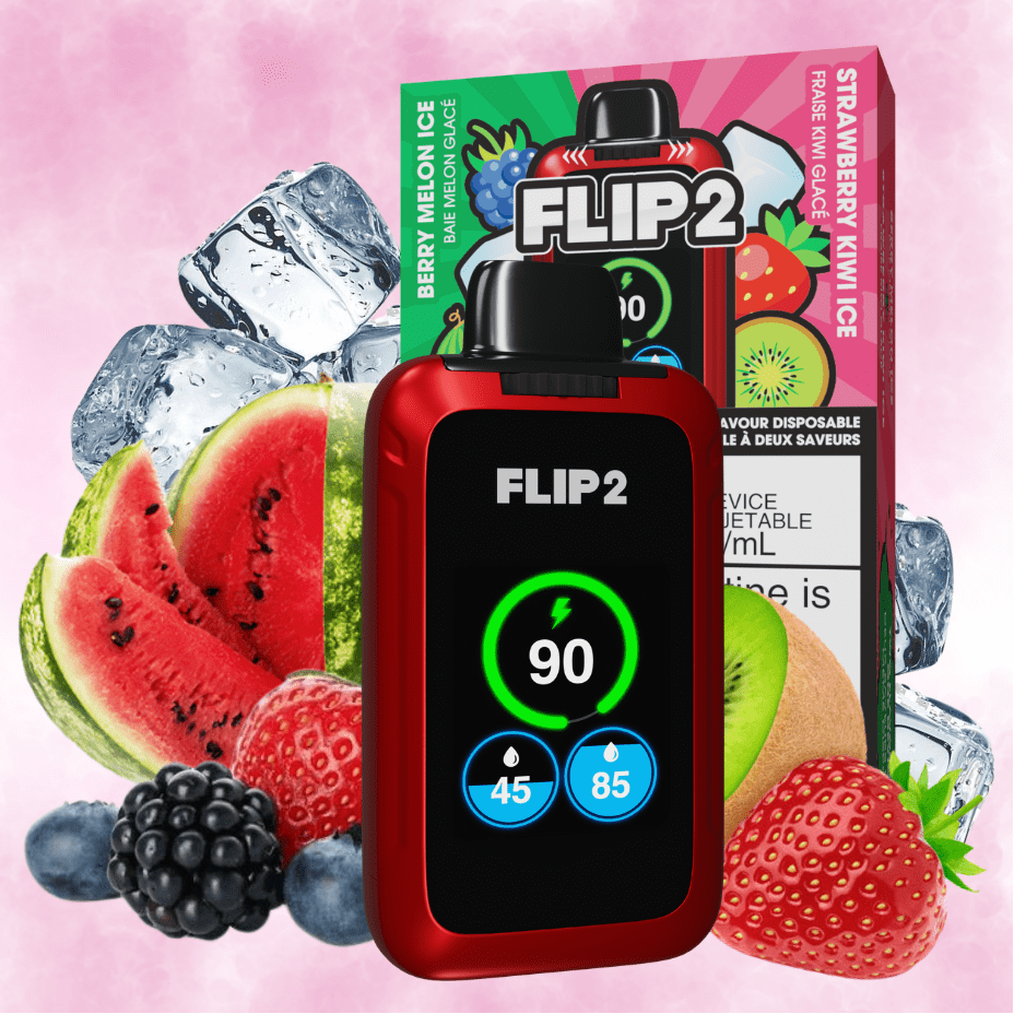 Flip Bar 2 Disposable Vape-Berry Melon Ice and Strawberry Kiwi Ice 11000 Puffs Okotoks Vape SuperStore Okotoks Alberta