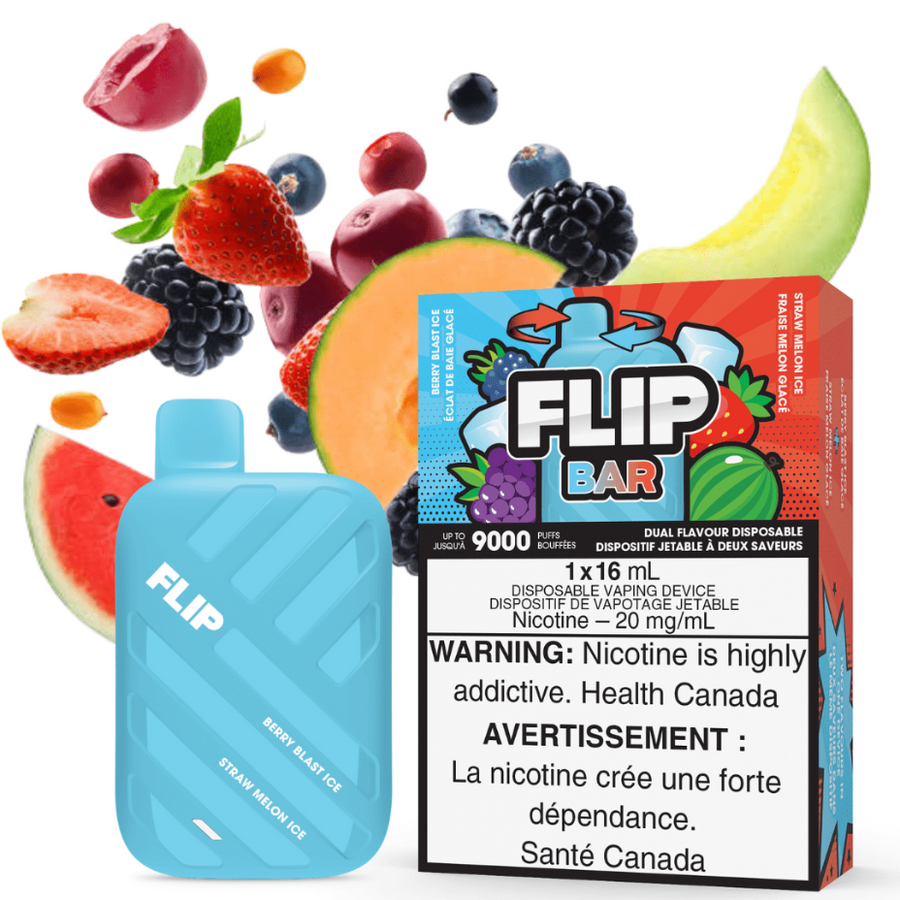 Flip Bar 9000 Disposable Vape-Berry Blast Ice & Strawberry Melon Ice 20mg Okotoks Vape SuperStore Okotoks Alberta