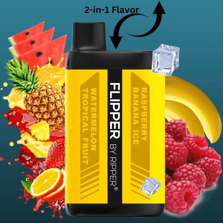 Flipper 11000 Disposable Vape-Raspberry Banana Ice + Watermelon Tropical Fruit 11000 Puffs / 20mg Okotoks Vape SuperStore Okotoks Alberta