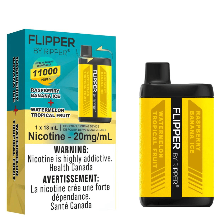 Flipper 11000 Disposable Vape-Raspberry Banana Ice + Watermelon Tropical Fruit 11000 Puffs / 20mg Okotoks Vape SuperStore Okotoks Alberta