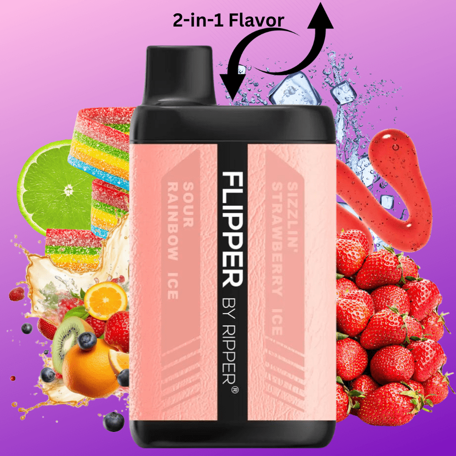 Flipper 11000 Disposable Vape-Sizzlin' Strawberry Ice + Sour Rainbow Ice 11000 Puffs / 20mg Okotoks Vape SuperStore Okotoks Alberta