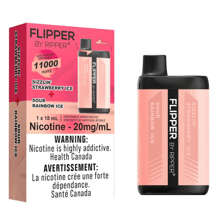 Flipper 11000 Disposable Vape-Sizzlin' Strawberry Ice + Sour Rainbow Ice 11000 Puffs / 20mg Okotoks Vape SuperStore Okotoks Alberta