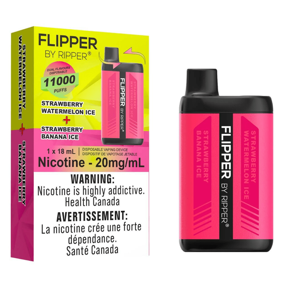 Flipper 11000 Disposable Vape-Strawberry Banana Ice + Strawberry Watermelon Ice 1100 Puffs / 20mg Okotoks Vape SuperStore Okotoks Alberta