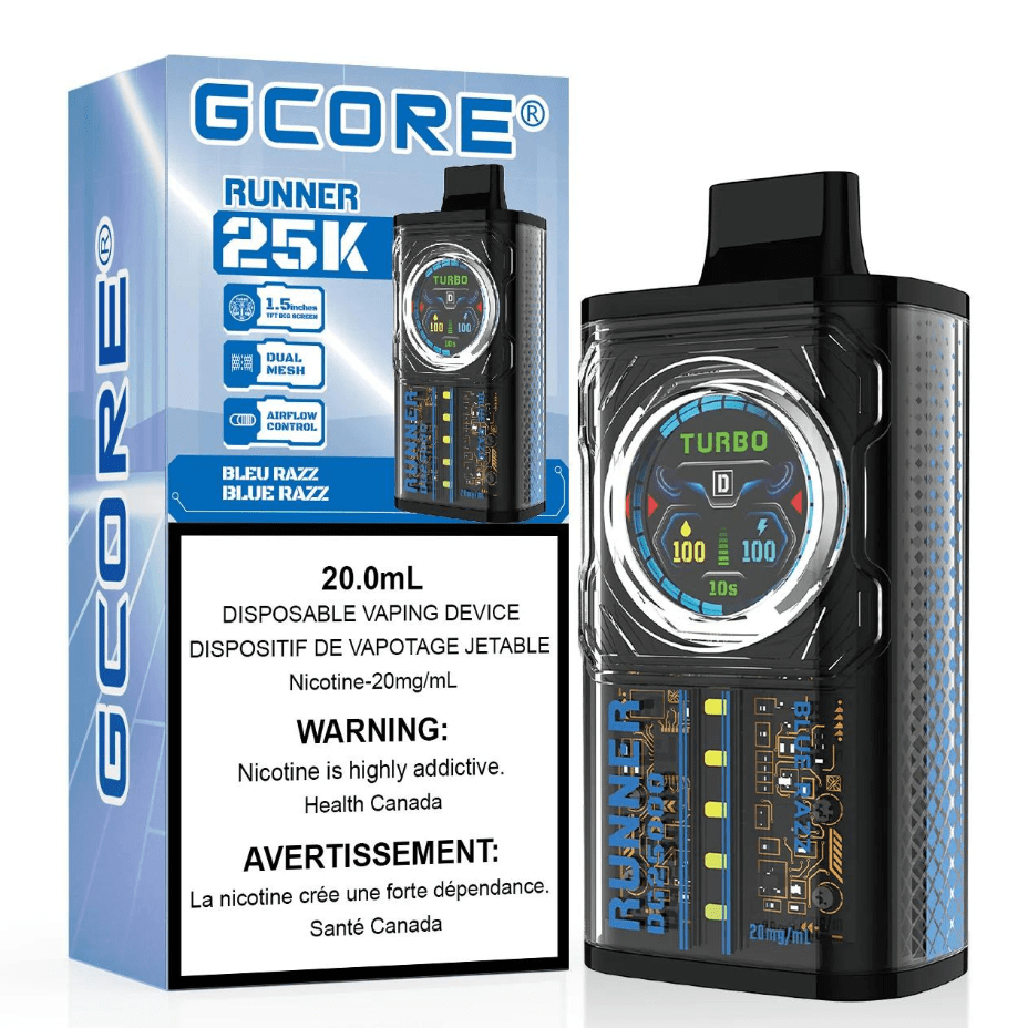 GCORE Runner 25K Disposable Vape - Blue Razz 20mg / 25000 Puffs Okotoks Vape SuperStore Okotoks Alberta