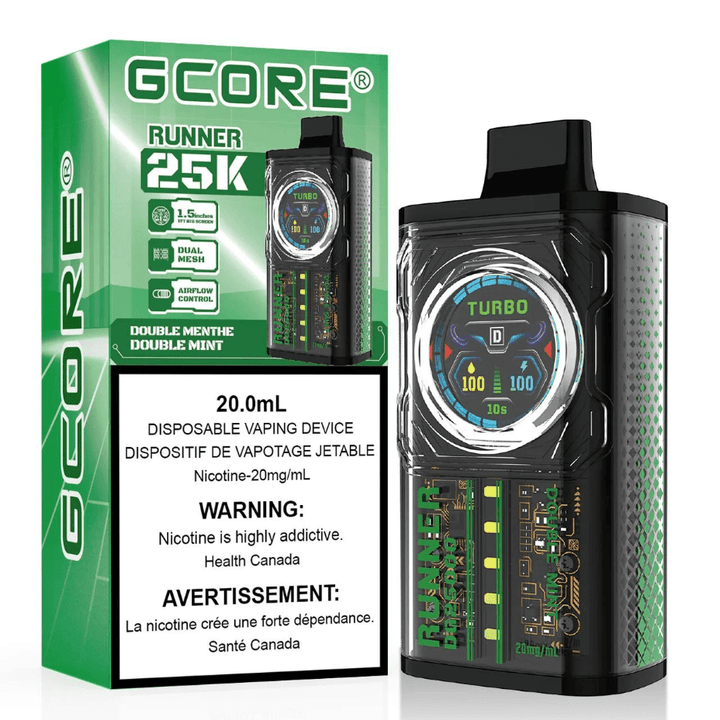 GCORE Runner 25K Disposable Vape - Double Mint 20mg / 25000 Puffs Okotoks Vape SuperStore Okotoks Alberta