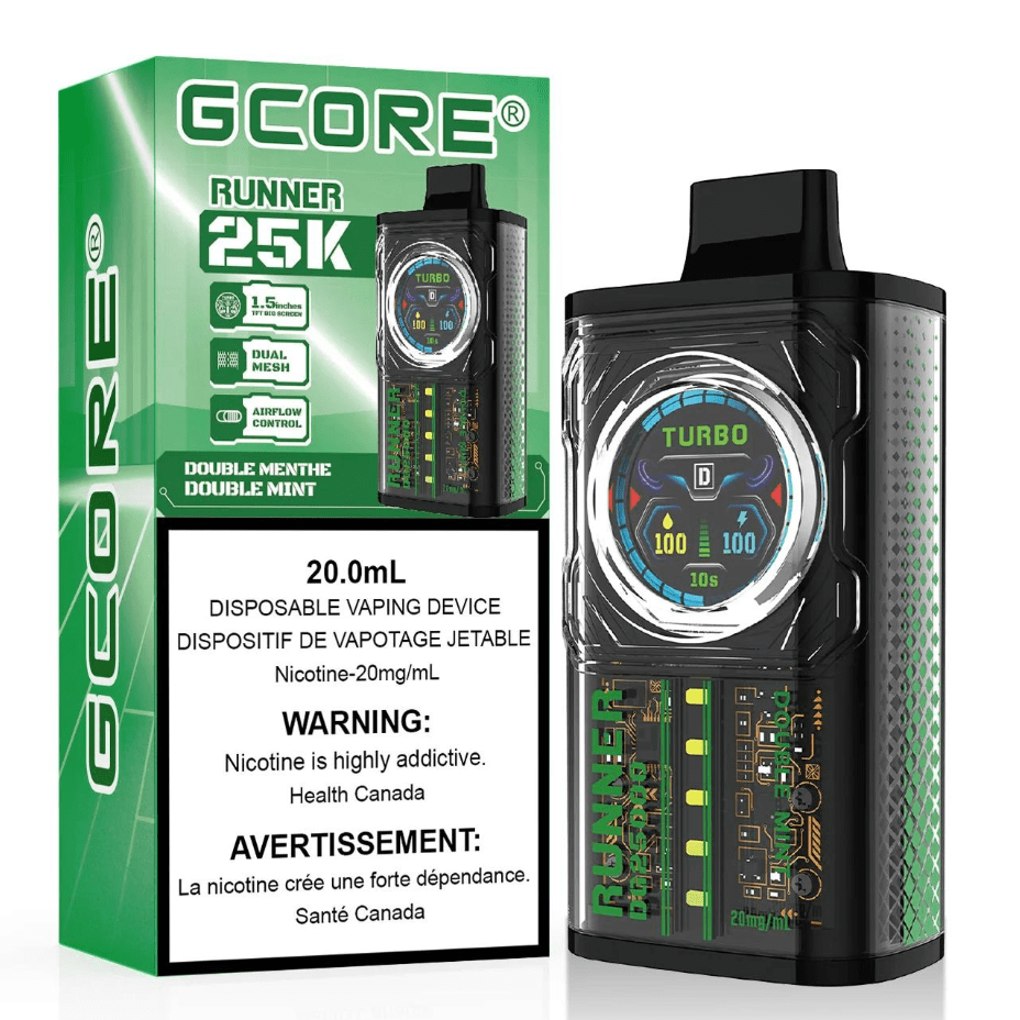 GCORE Runner 25K Disposable Vape - Double Mint 20mg / 25000 Puffs Okotoks Vape SuperStore Okotoks Alberta