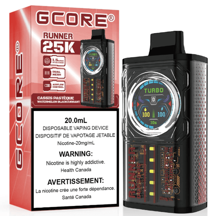 GCORE Runner 25K Disposable Vape - Watermelon Blackcurrant Ice 20mg / 25000 Puffs Okotoks Vape SuperStore Okotoks Alberta