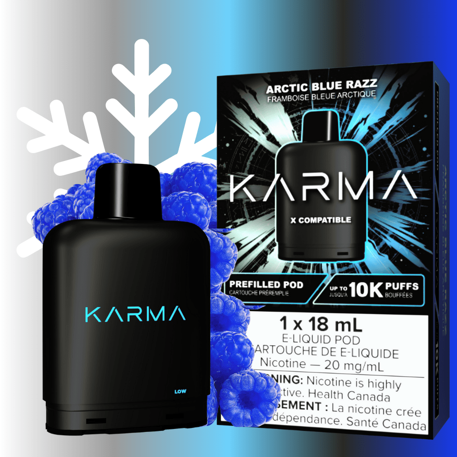 Karma 10k Puff Pod-Arctic Blue Razz 18ml / 20mg Okotoks Vape SuperStore Okotoks Alberta