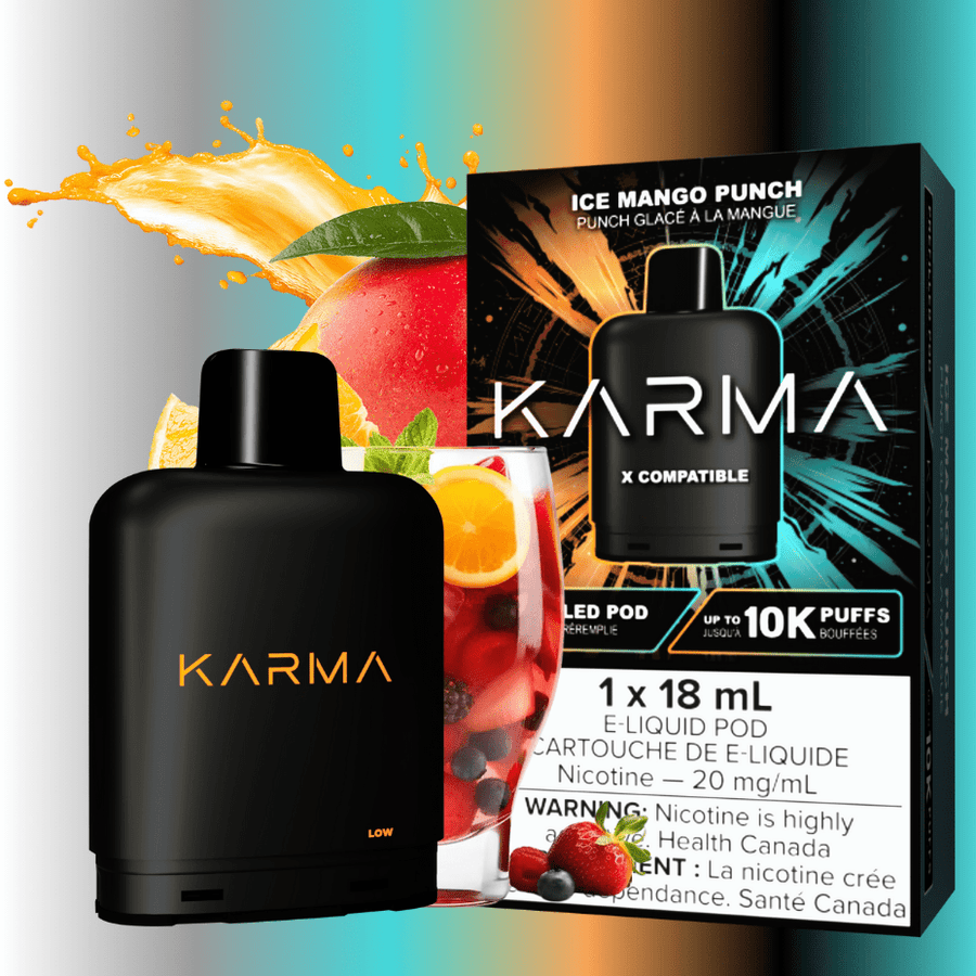 Karma 10k Puff Pod-Ice Mango Punch 18ml / 20mg Okotoks Vape SuperStore Okotoks Alberta