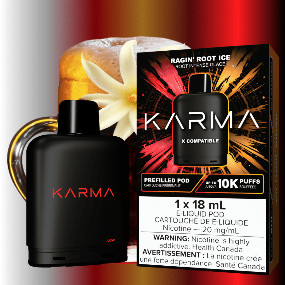 Karma 10k Puff Pod-Ragin Root Ice 18ml / 20mg Okotoks Vape SuperStore Okotoks Alberta