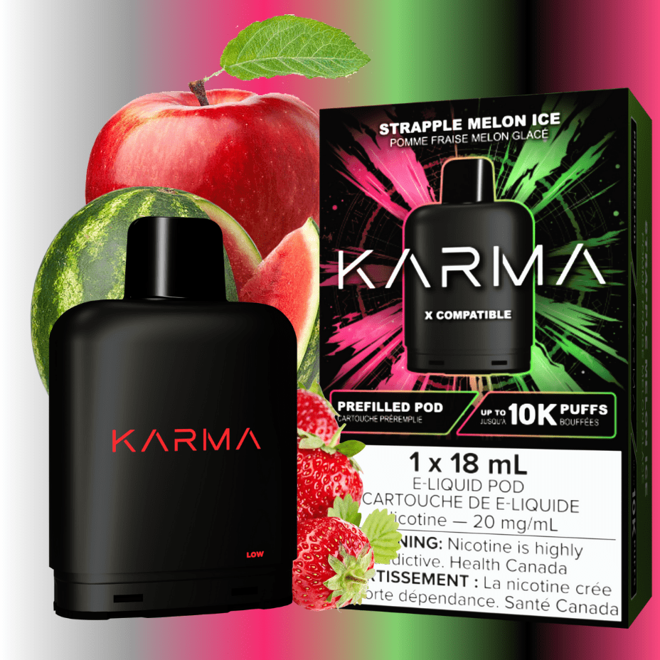 Karma 10k Puff Pod-Strapple Melon Ice 18ml / 20mg Okotoks Vape SuperStore Okotoks Alberta