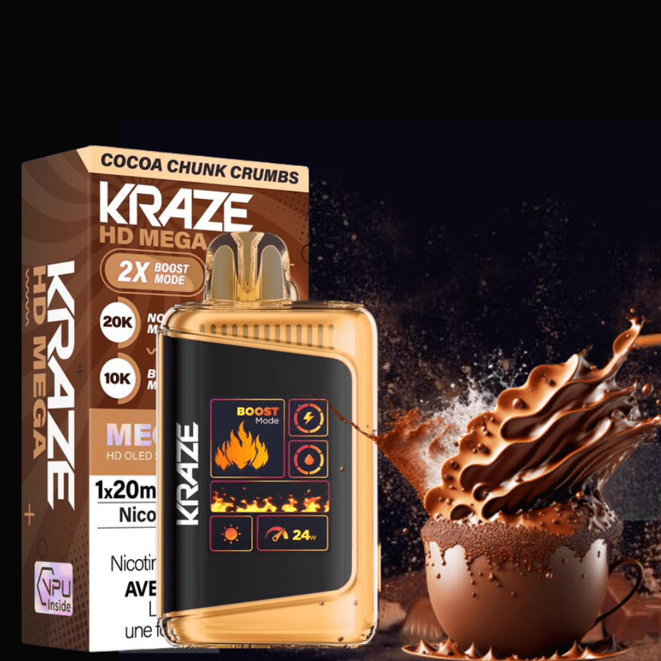 Kraze HD Mega 20k Disposable Vape - Cocoa Chunk Crumbs 20000 Puffs / 20mg Okotoks Vape SuperStore Okotoks Alberta