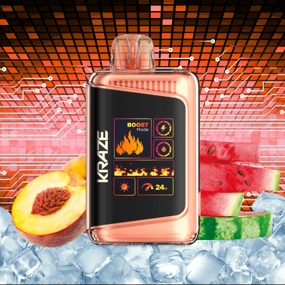 Kraze HD Mega 20k Disposable Vape - Peach Watermelon Ice 20000 Puffs / 20mg Okotoks Vape SuperStore Okotoks Alberta