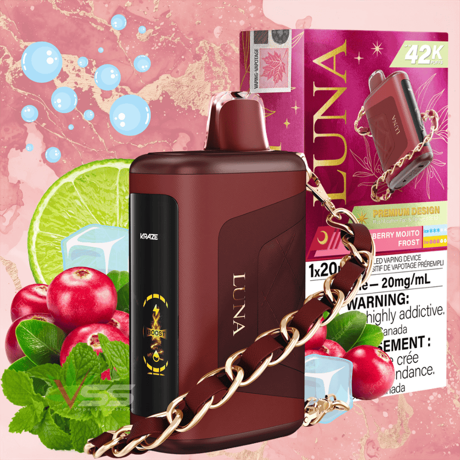 Kraze Luna 42k Disposable Vape - Cranberry Mojito Frost Okotoks Vape SuperStore Okotoks Alberta